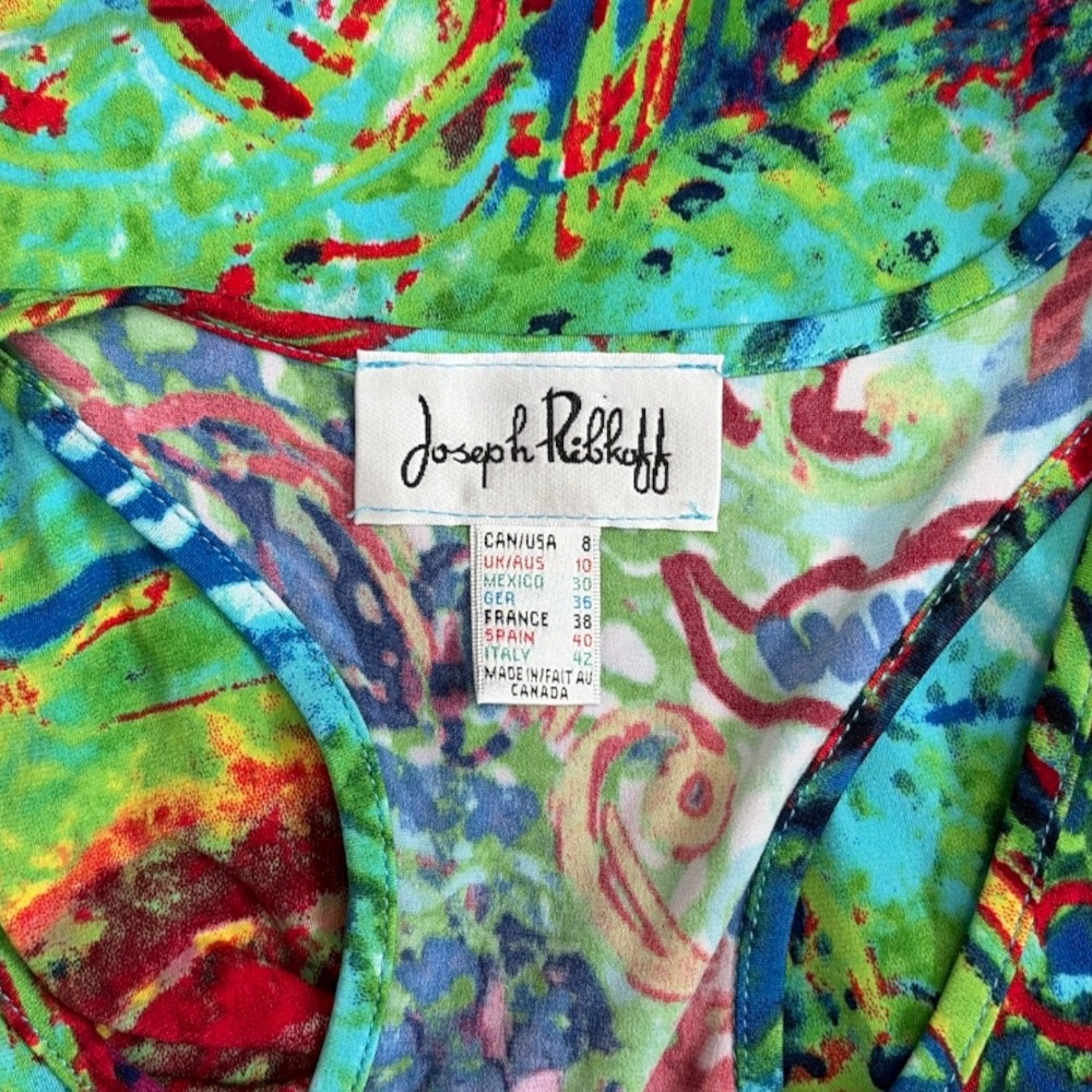 Joseph Ribkoff Abstract Print Tiered Tank Top Size‎ 8 Multicolor Racerback - Picture 3 of 4